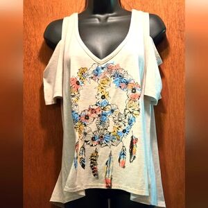 Self💜e ADORABLE NWT summer peace dream catcher cold shoulder top szL